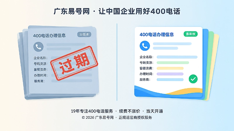 旧版本文档与新版本页面左右对比，代表400电话办理信息版本冲突